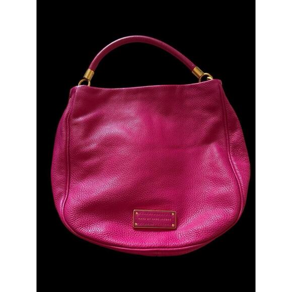 Marc by Marc Jacobs Classic Hillier Leather Hobo Bag Pink Magenta Dust bag Strap - Picture 2 of 11